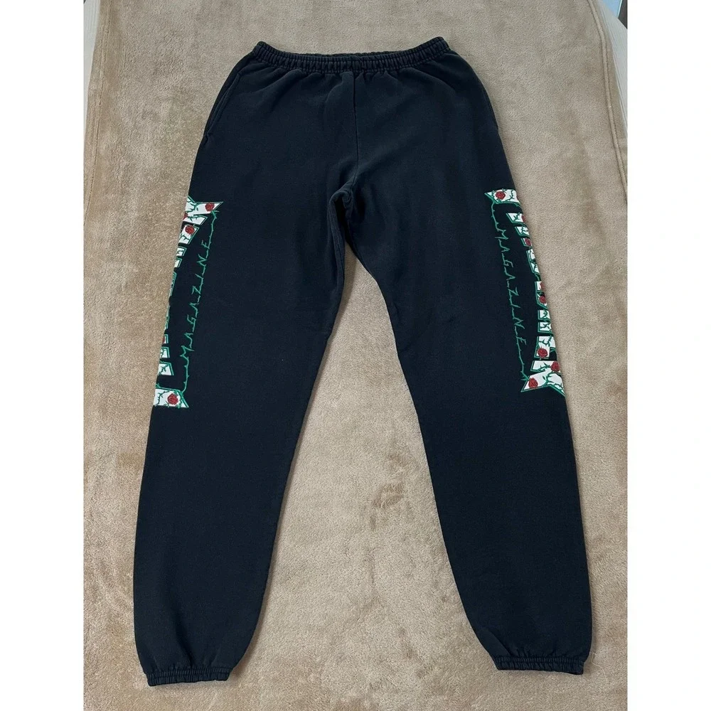 Thrasher Magazine Rose Logo Sweatpants Men's Medium Black Skate Fleece Joggers